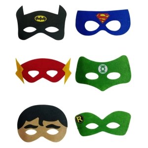 costumeonrent Pack of 6 Justice Brotherhood Superhero Felt Eye Masks for Kids | Dress-Up Party Props with Elastic Strap | Fancy Dress, Birthday & Halloween Theme Decoration