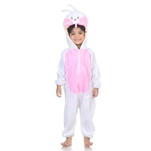 Costumeonrent White & Pink Rabbit Bunny Cute Animal Costume | For Kids Fancy Dress Costume