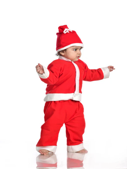 Costumeonrent Santa Boy Costume Set of 4 (Jacket, Bottom, Bag, & Cap) Kids & Adults Christmas Costume