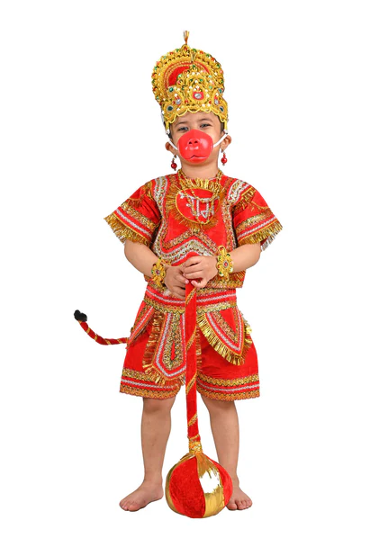 Costumeonrent Complete Hanuman Bajrang Bali Hindu God Kids & Adults Fancy Dress Costume | With Gada