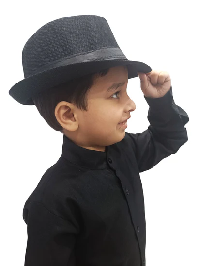 Costumeonrent Black Western Cowboy & Ballroom Style Hat | Fancy Dress Accessory for Dance, Stage Shows & Theme Parties For Kids