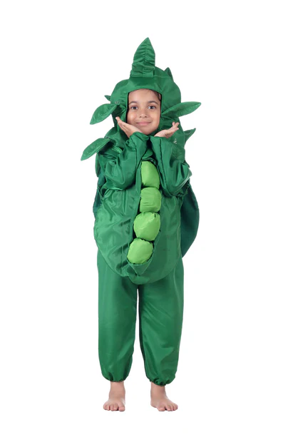 costumeonrent Green Peas Hari Matar Vegetable Kids Fancy Dress Competition Costume