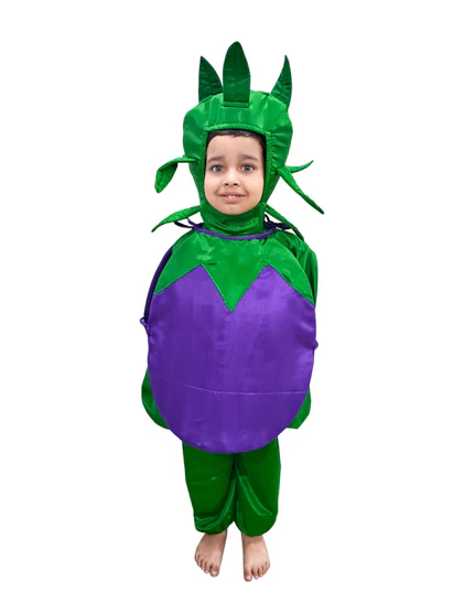 costumeonrent Brinjal Eggplant Baingan Vegetable Kids Fancy Dress Costume