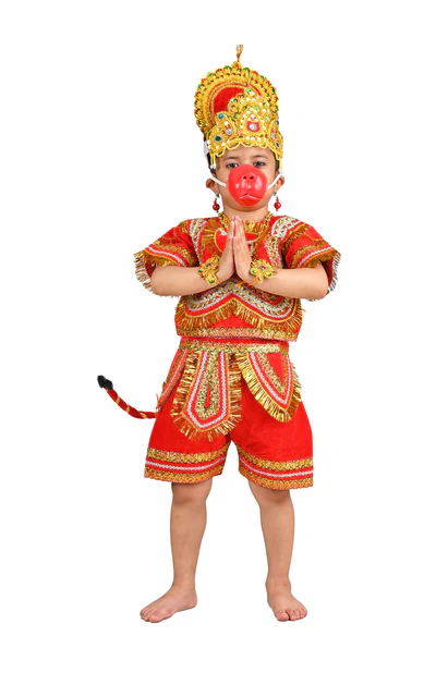 costumeonrent Lord Hanuman Bajrang Bali Monkey God Hindu Kids & Adults Fancy Dress Costume | Without Gada