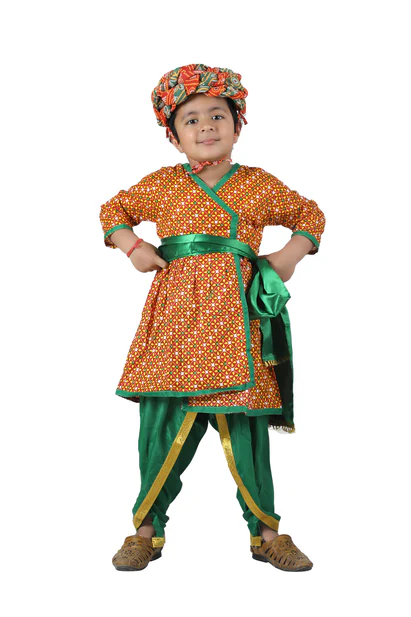 costumeonrent Rajasthani Indian State Fancy Dress Costume for Boys and Men | With Pagdi