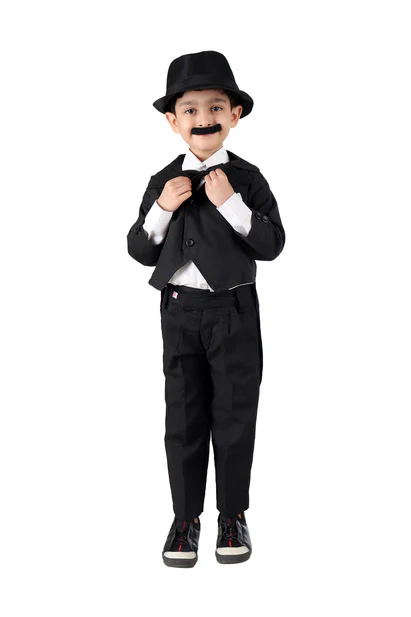 costumeonrent Charlie Chaplin Dress for Boys | Comic Character Fancy Dress Costume | Charlie Chaplin Costume for Kids