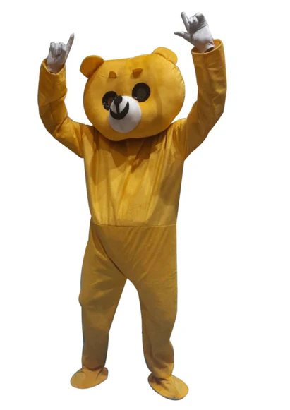 Costumeonrent Buy Funny Yellow Prank Bear Mascot Costume For Instagram Youtube Videos Making & Events | Adults | Full Size
