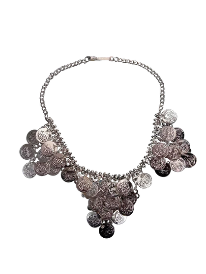 Ethnic Silver Coin Necklace - Assorted - Traditional Fancy Dress Costume Accessory for Girls