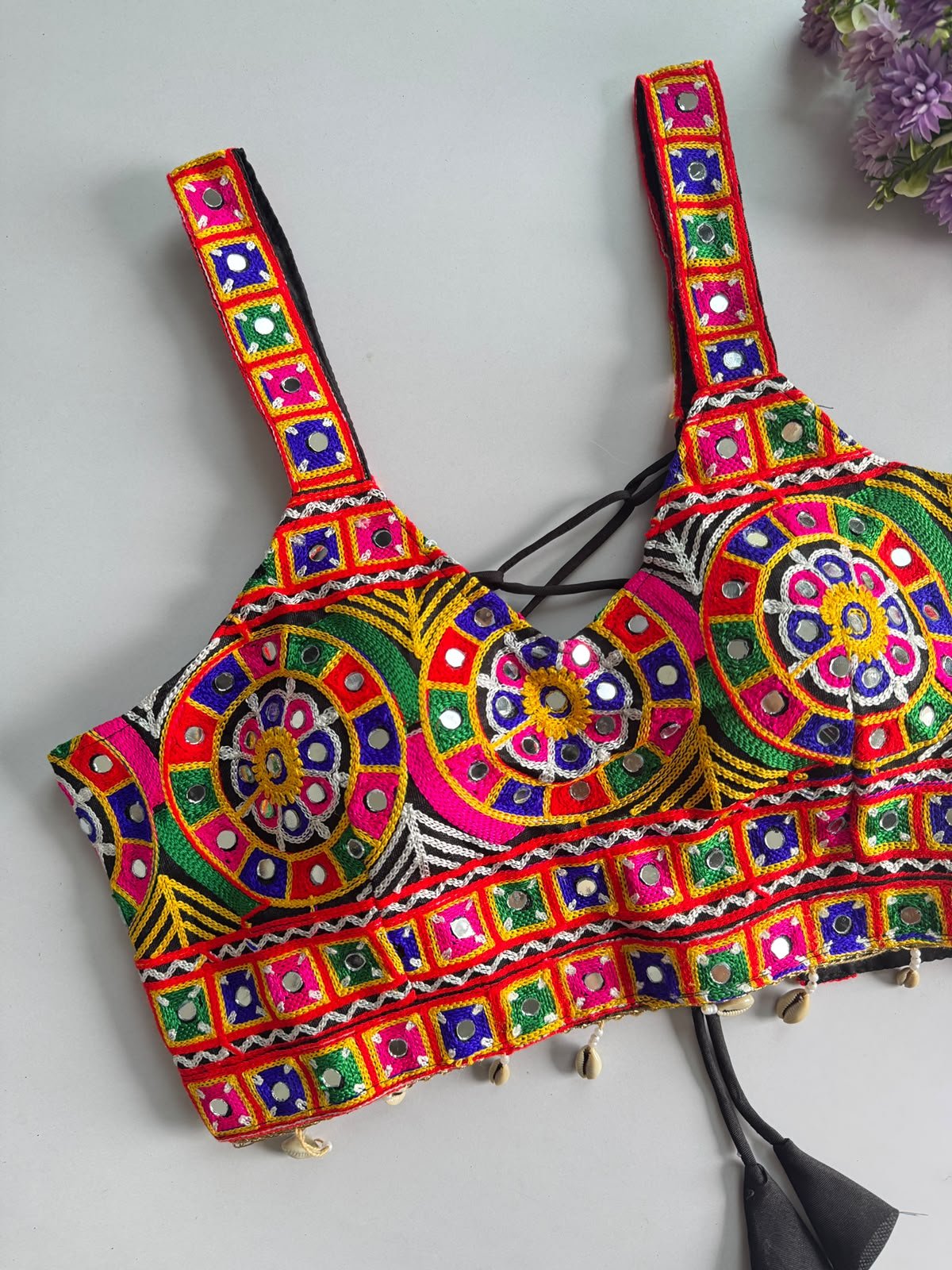 Costumeonrent mirror work blouse choli backless garba costume